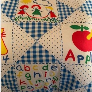 Vintage Colorful Children's Quilt with Alphabet and bright primary colors
